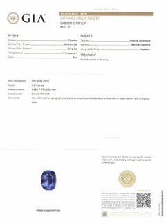 GIA Certified 3.50 Carat Kashmir Blue Sapphire No Heat Ring (setting only)