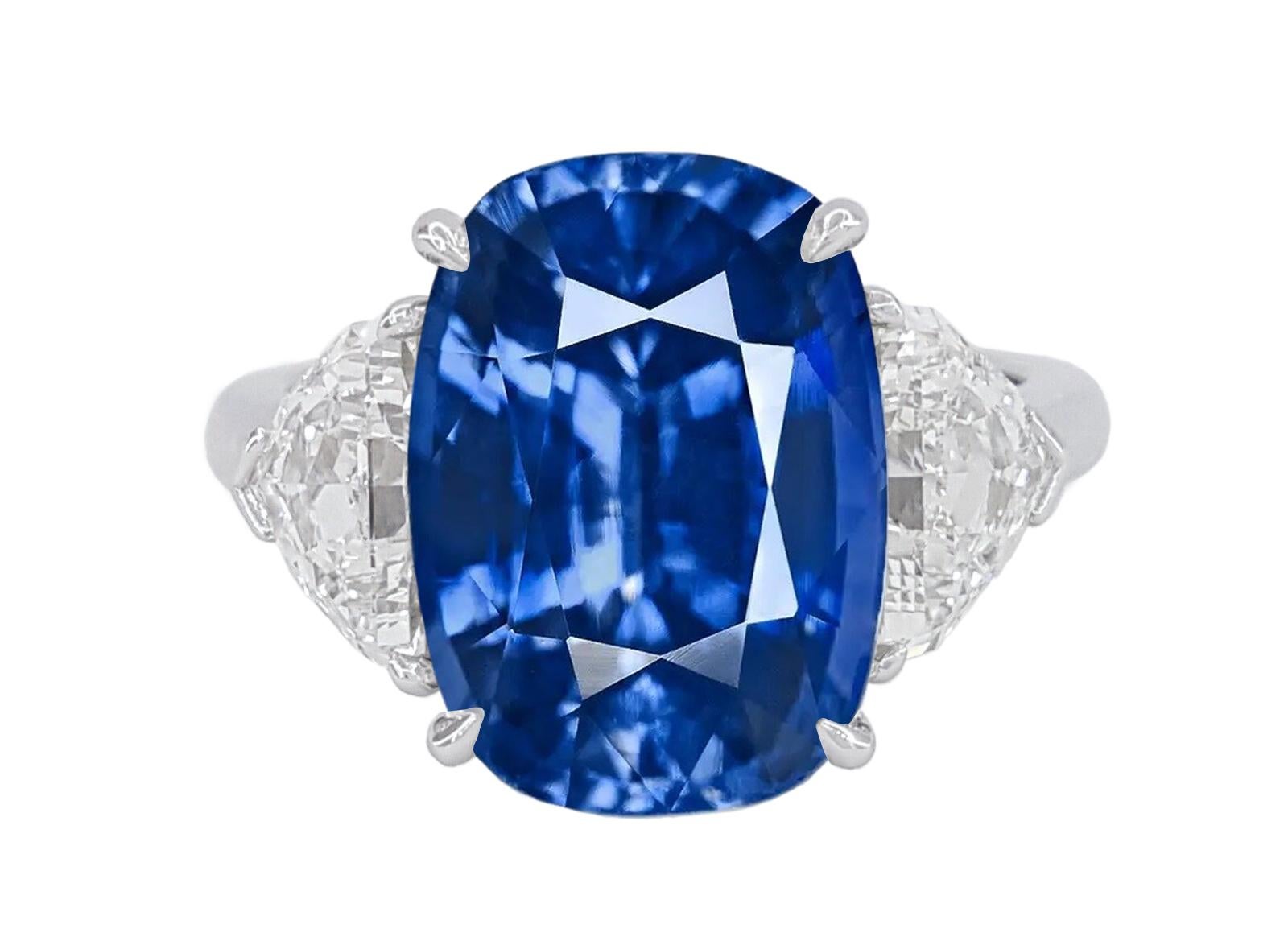 Modern GIA Certified 3.50 Carat Kashmir Blue Sapphire No Heat Ring For Sale