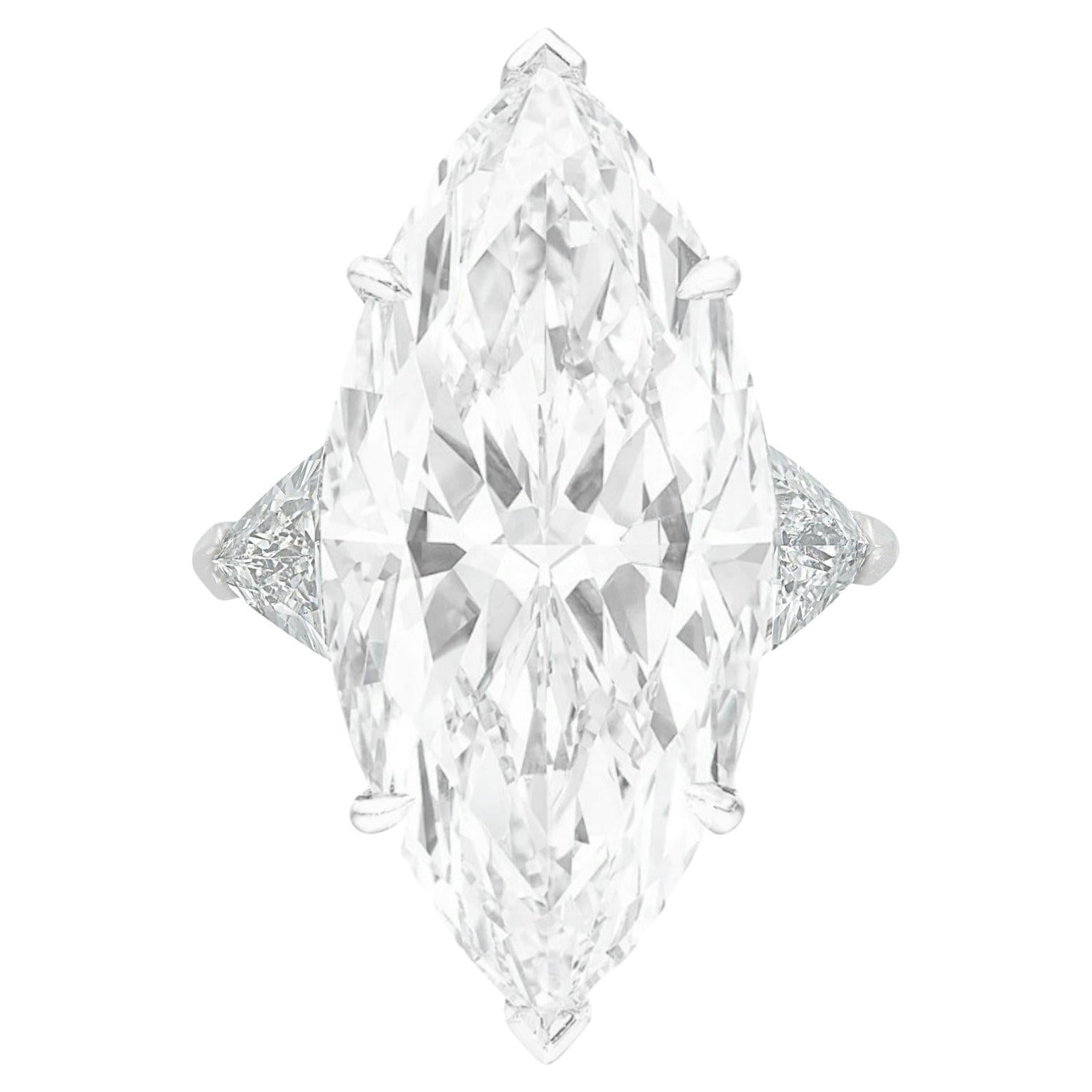 GIA Certified 3.50 Carat Marquise Diamond Platinum Ring For Sale