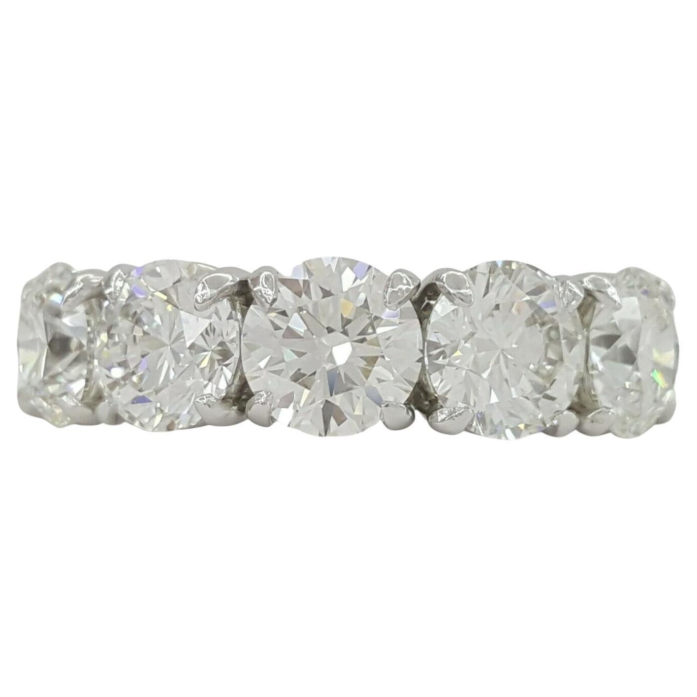 GIA Certified 3.50 Carat Round Brilliant Cut Diamond Wedding Band Ring en vente