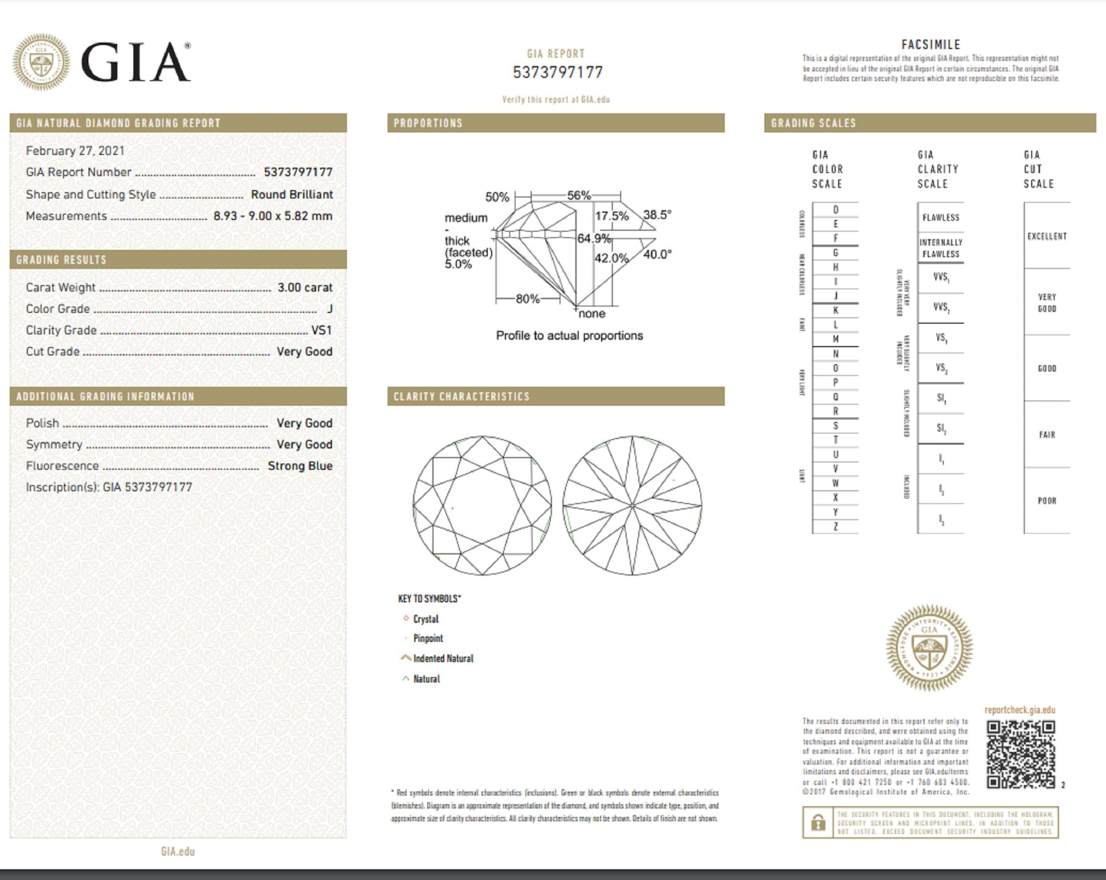 GIA-zertifizierter 3,50 Karat runder Brillant-Diamantring im VS-Schliff (Moderne)
