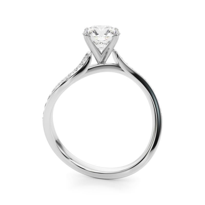 Round Cut GIA Certified 3.50 Carat Round Curved Ocean Wave Pave Diamond Ring For Sale