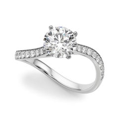 GIA Certified 3.50 Carat Round Curved Ocean Wave Pave Diamond Ring