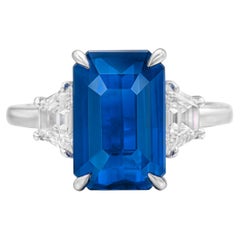 Certificato GIA da 3.50 carati  Anello con zaffiro e diamante in platino