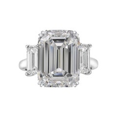 I FLAWLESS GIA Certified 2.50 Carat Three-Stone Emerald Cut Diamond  Ring