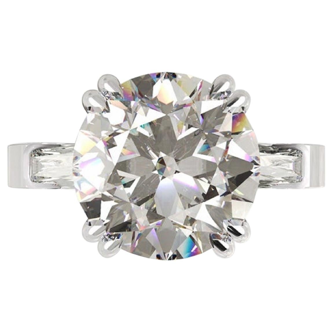 GIA Certified 3 Carat Round Brilliant Cut Diamond Platinum Ring 