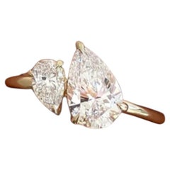 Anillo Toi Et Moi de oro amarillo de 18 quilates con diamantes pera Toi Et Moi de 3,50 quilates F/VS1 certificados por el GIA