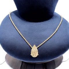 GIA Certificado 3.50 Quilates G VS2 Collar de Diamantes Pera en Oro Blanco de 18K 16pulgadas