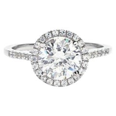 GIA Certified 3.50 Carats G VS2 Round Brilliant Diamonds Halo Ring In 18K Gold