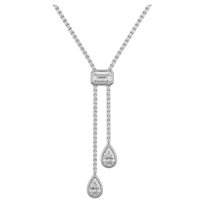 Collana in oro 18 carati con diamanti da 3,50 carati certificati GIA, F/VS1