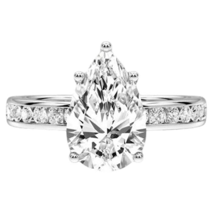GIA Certified 3.50 Cts G/SI1 Pear Round Shape Diamonds Engagement Ring 18K Gold