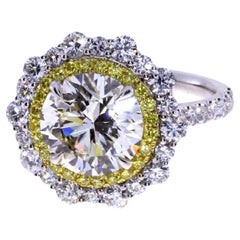 GIA Certified 3.50ct Diamond Sunflower Ring