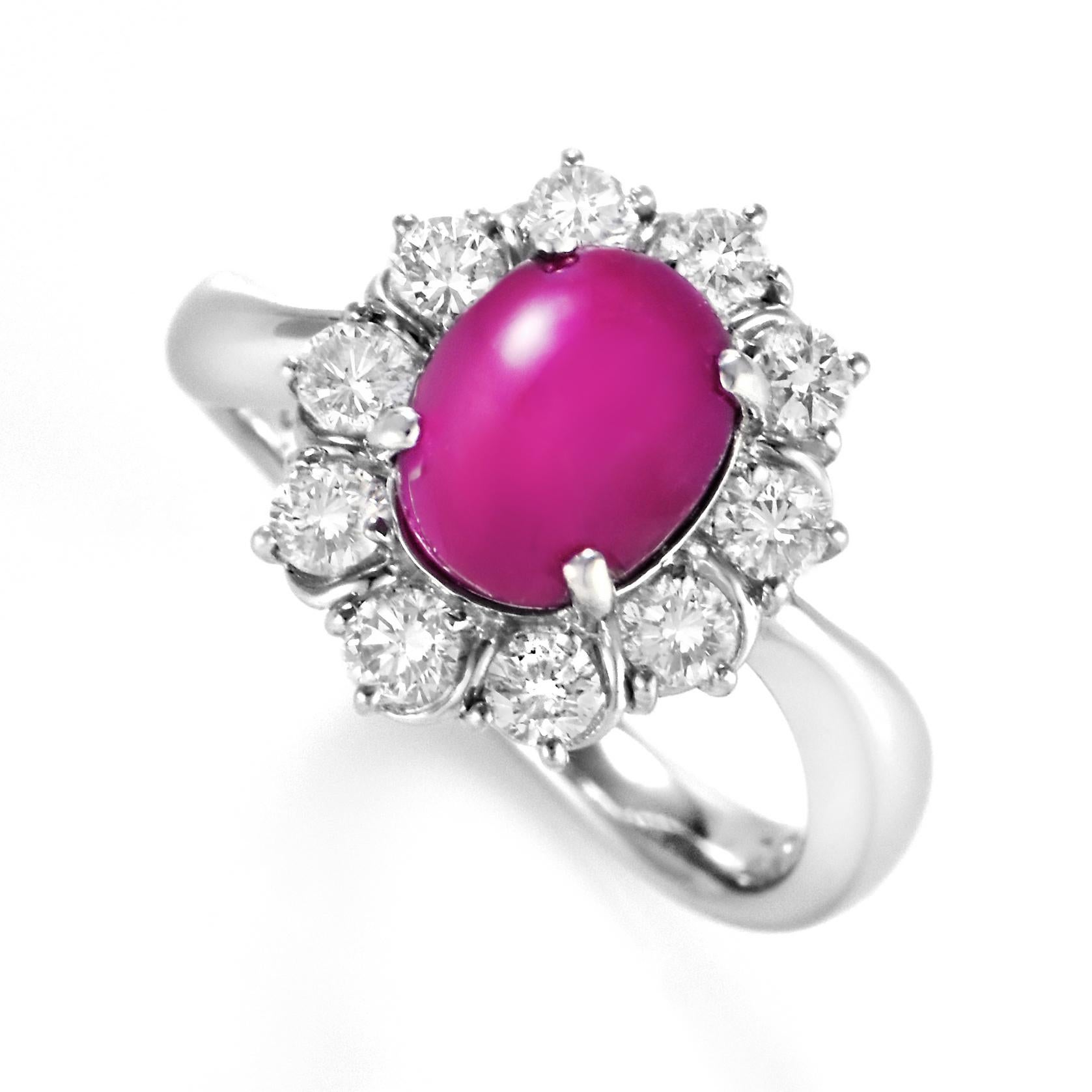 GIA Certified 3.51 Carat Burmese Star Ruby and Diamond Ring Made in Platinum For Sale 6
