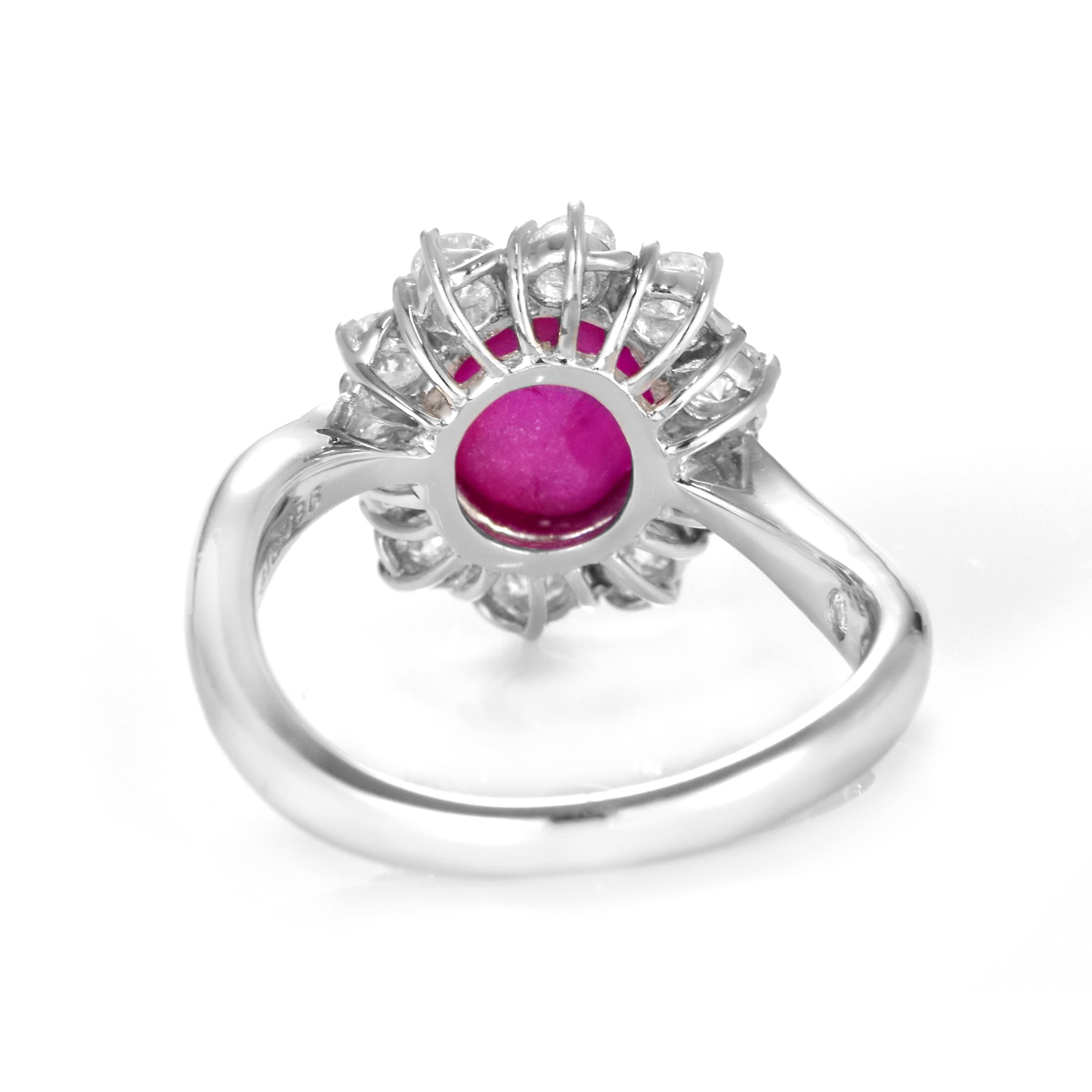GIA Certified 3.51 Carat Burmese Star Ruby and Diamond Ring Made in Platinum For Sale 7