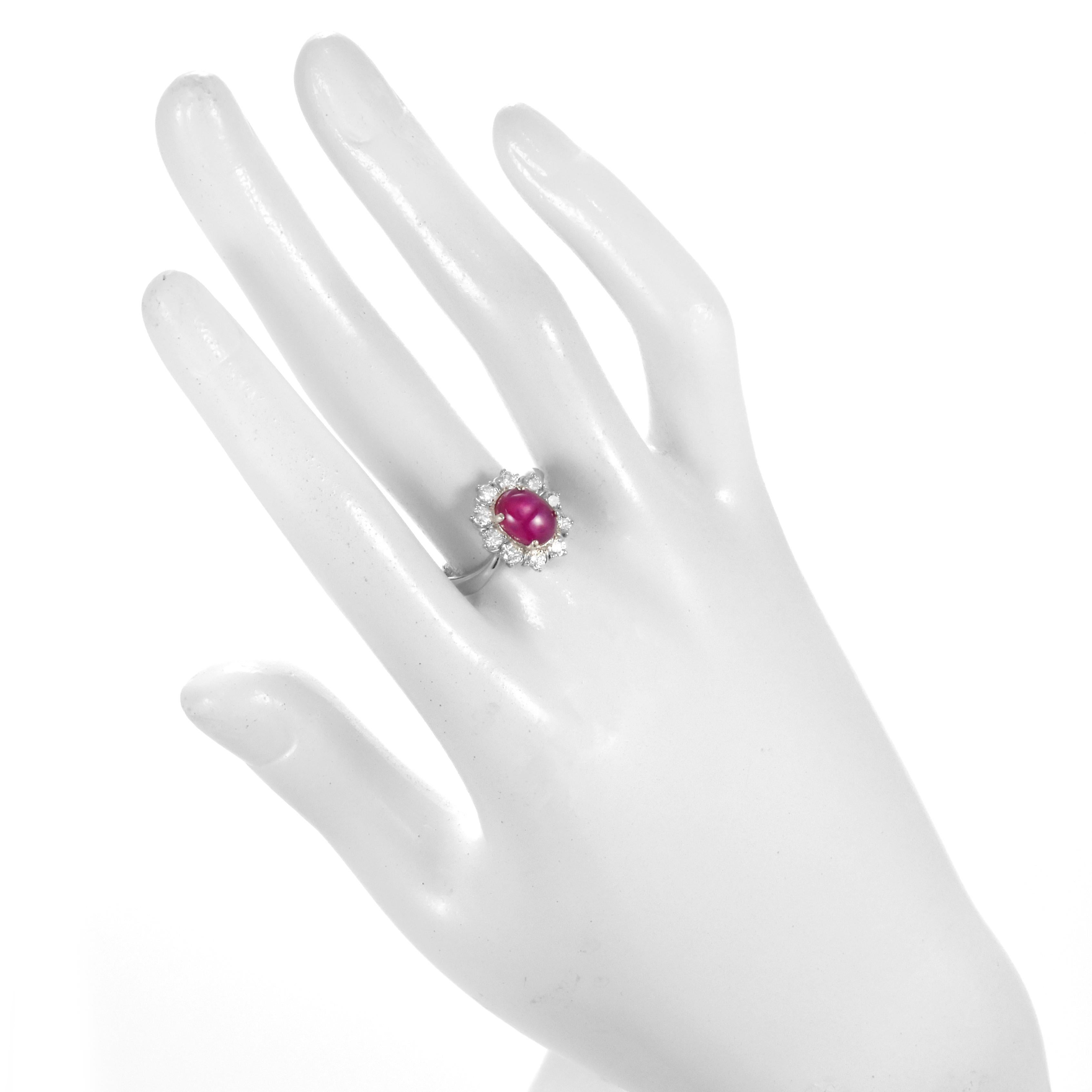 GIA Certified 3.51 Carat Burmese Star Ruby and Diamond Ring Made in Platinum For Sale 10