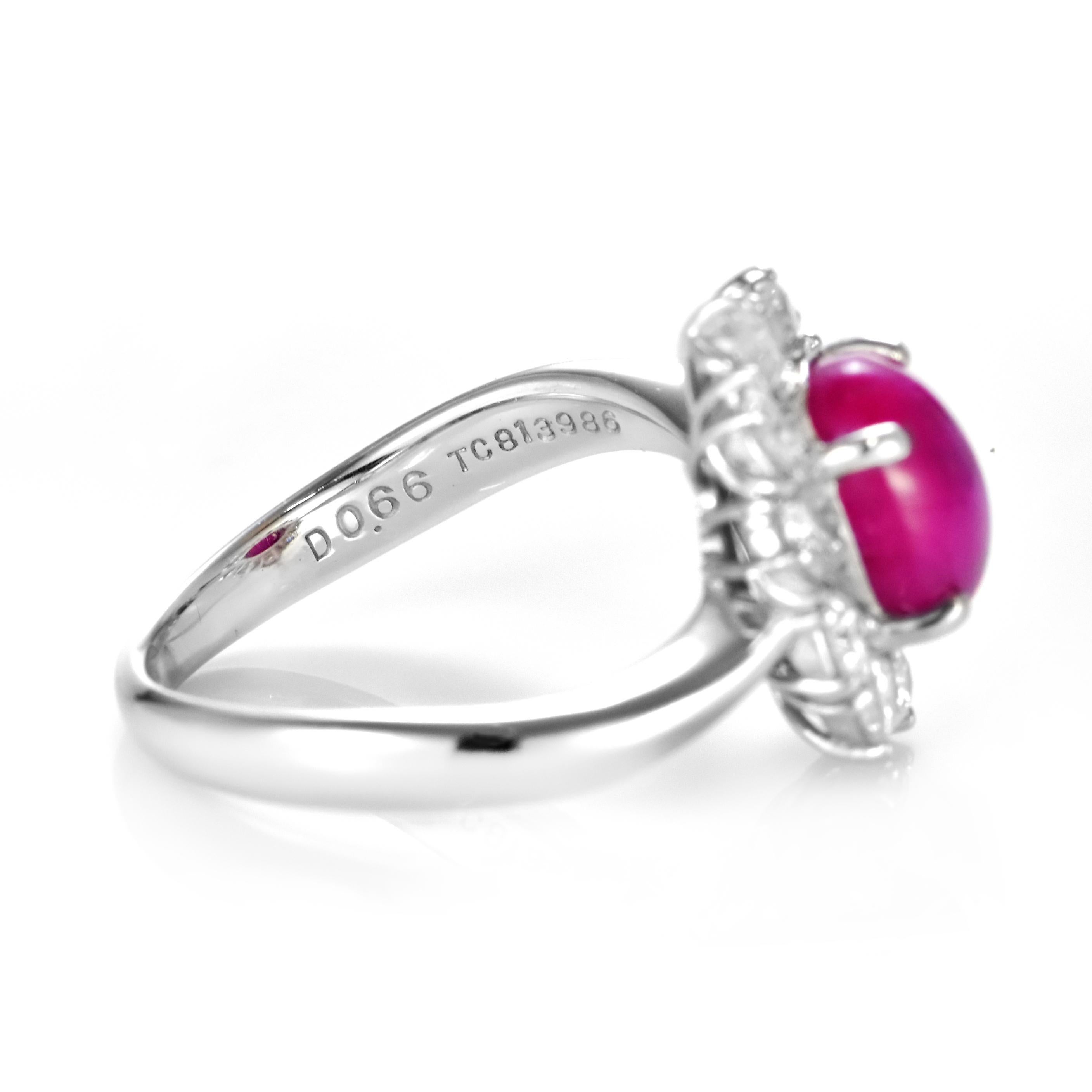 GIA Certified 3.51 Carat Burmese Star Ruby and Diamond Ring Made in Platinum For Sale 11