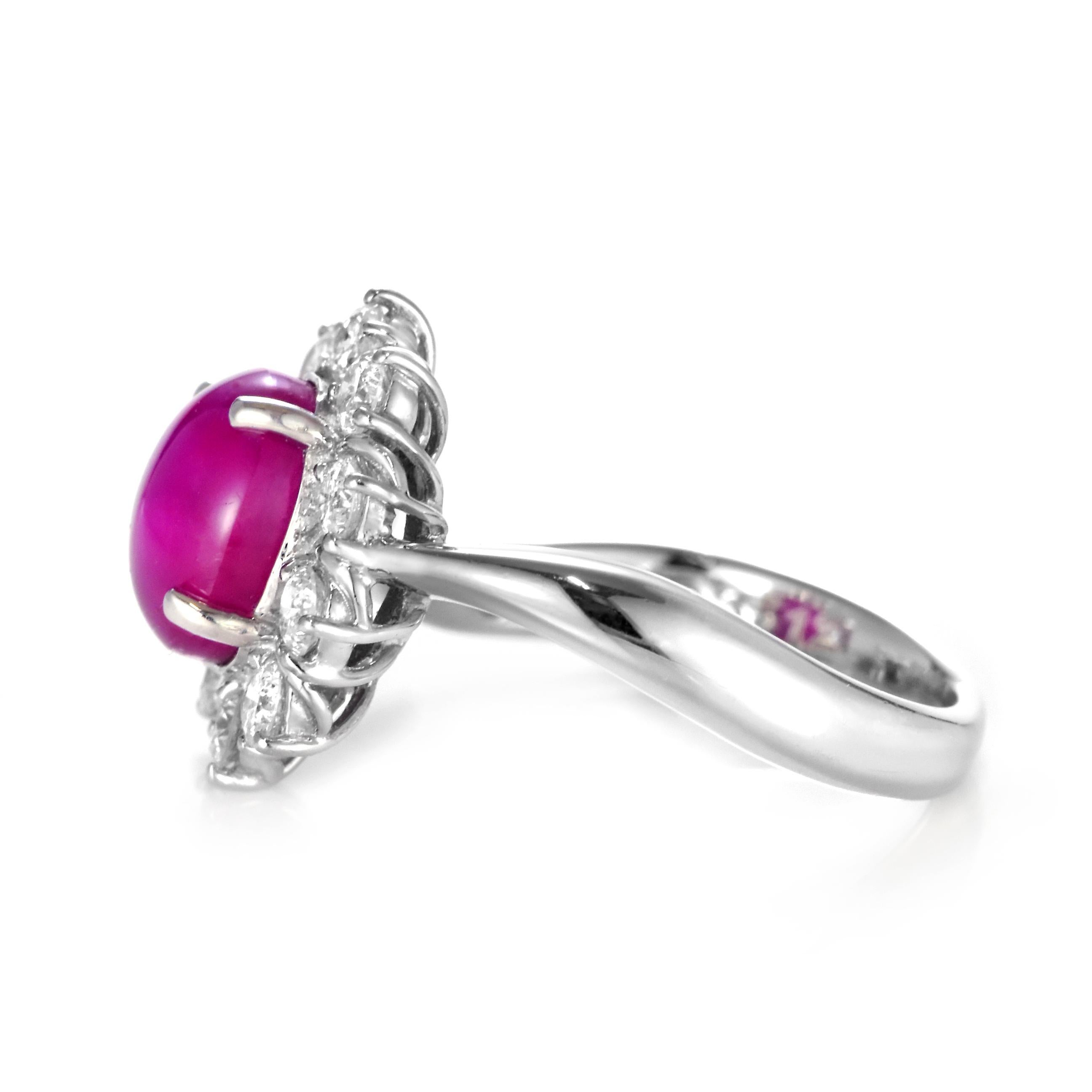 GIA Certified 3.51 Carat Burmese Star Ruby and Diamond Ring Made in Platinum For Sale 12