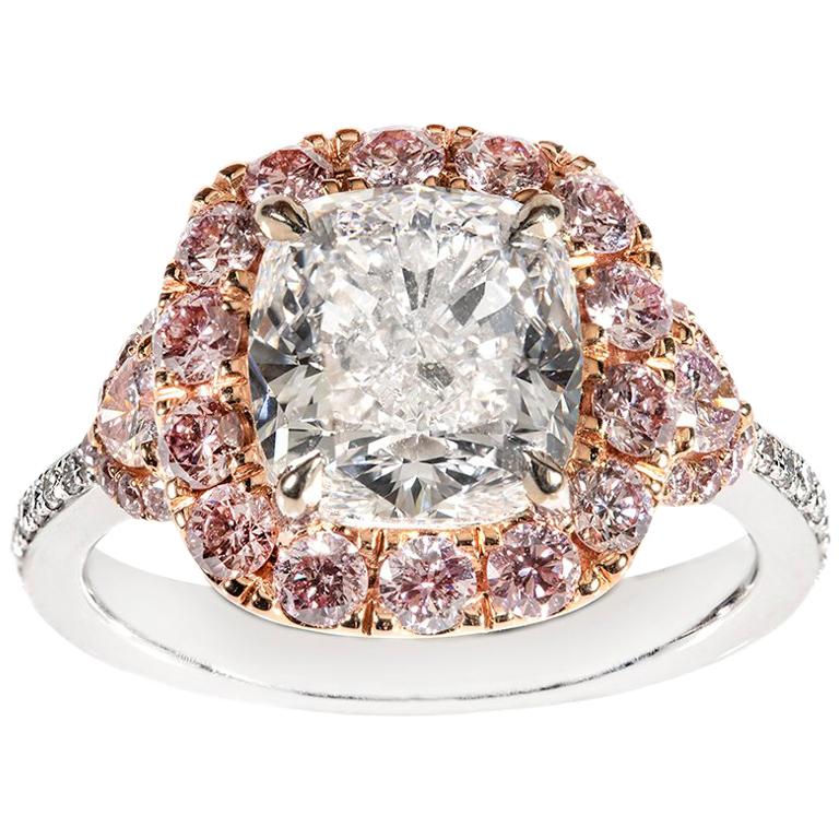 GIA Certified 3.51 Carat Diamond Cluster Ring