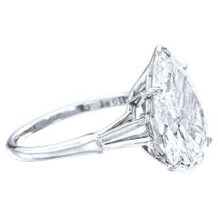 GIA Certified 3.05 Carat Pear Cut Diamond F Color VVS2 Clarity in Platinum