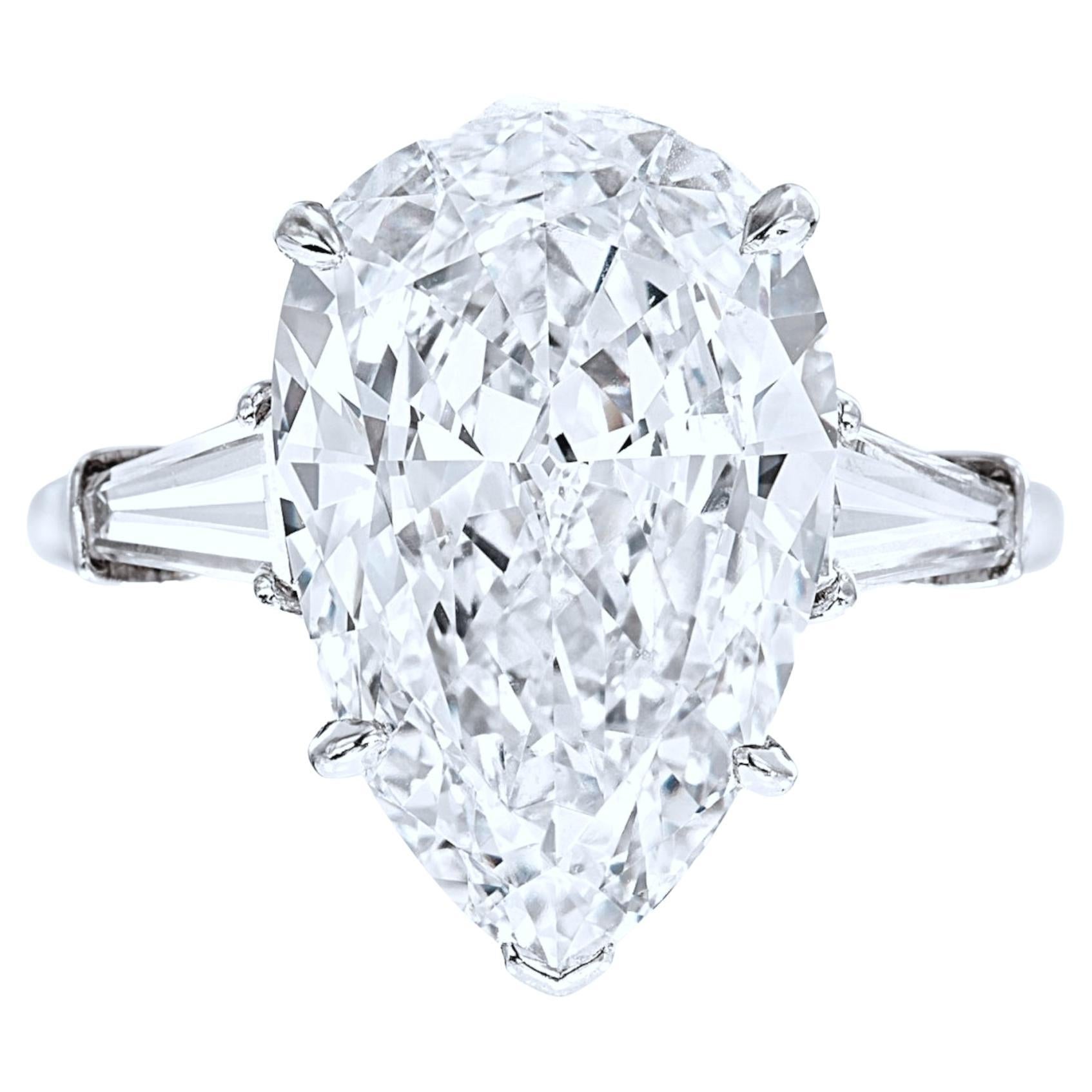 Certificado GIA 3,01 quilates  Diamante talla pera color E claridad VVS2 en platino
