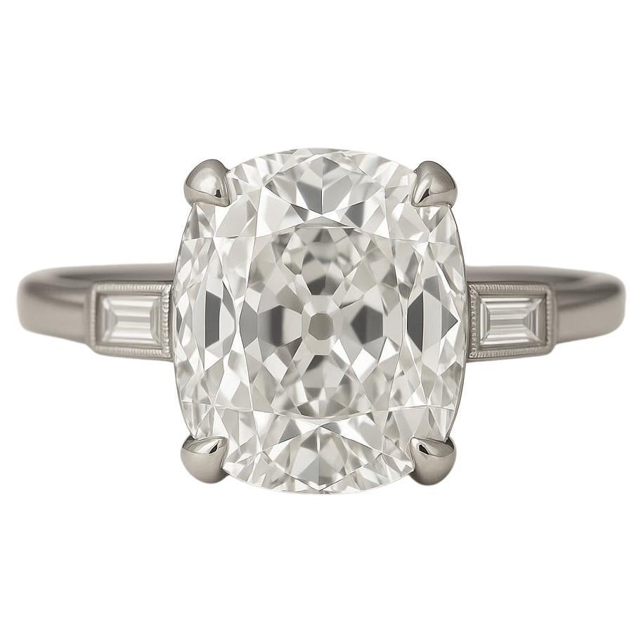 GIA Certified 3.51 Carat Old Miner Diamond Engagement Ring
