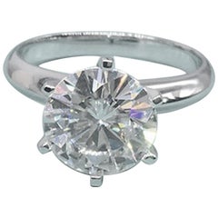 GIA Certified 3.50 Carat Round Brilliant Cut Diamond Engagement Platinum Ring