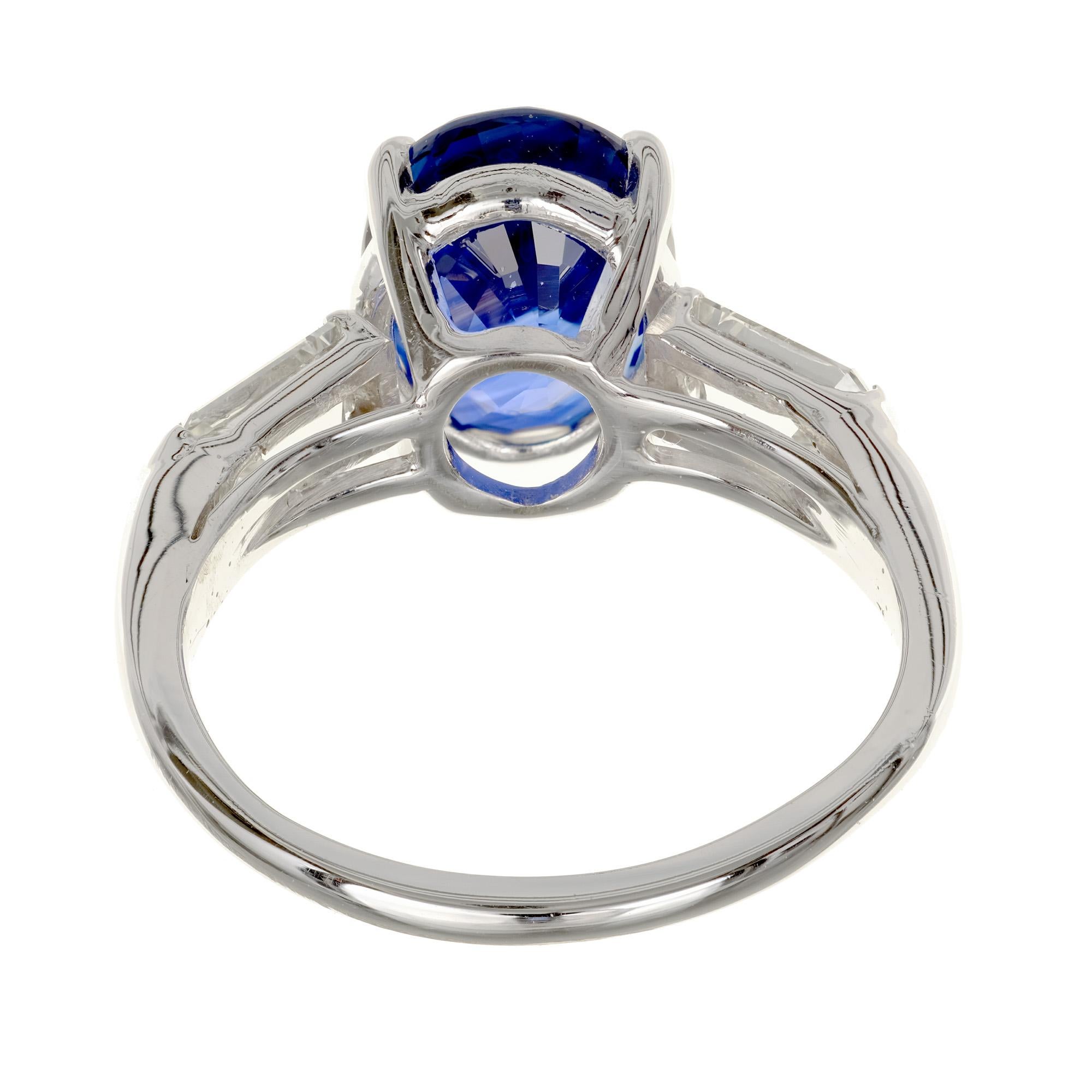 GIA Certified 3.51 Carat Sapphire Diamond Three-Stone Engagement Ring ...