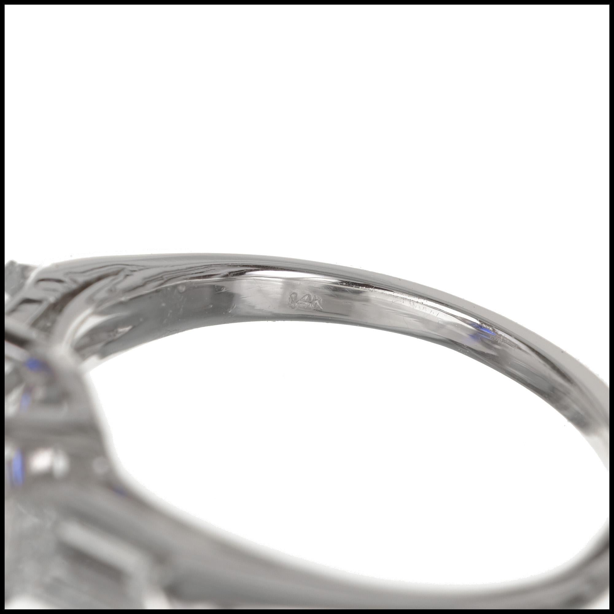 Verlobungsring mit drei Steinen, GIA-zertifizierter 3,51 Karat Saphir-Diamant im Zustand „Hervorragend“ im Angebot in Stamford, CT