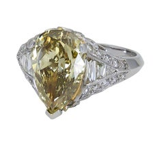 GIA Certified 3.51 Carat Pear Shape Yellow Diamond Engagement Ring