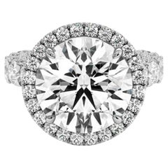 GIA Certified 3.51 Ct Round Cut Diamond Ring D Color VVS1 Clarity with Halo