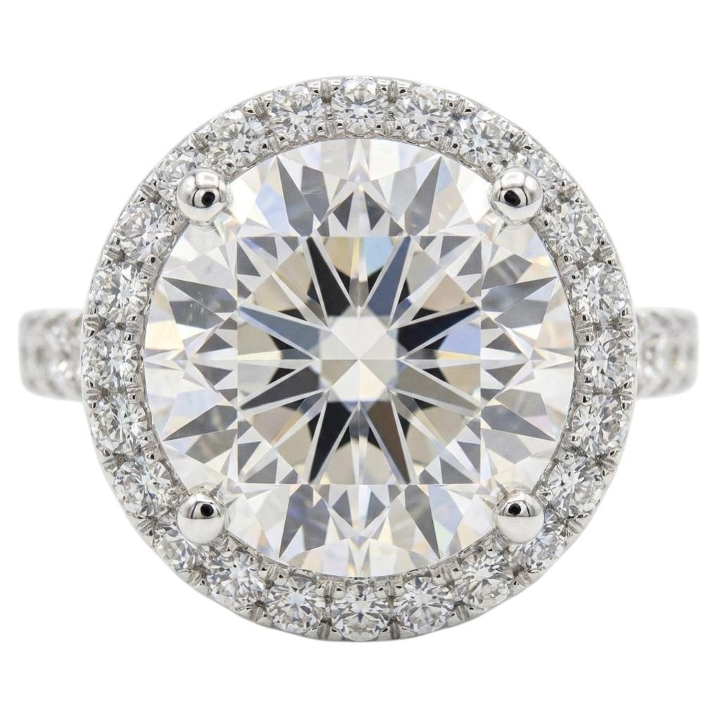 GIA Certified 4.01 carat Round Cut Diamond Halo Ring, F Color VVS2 Clarity