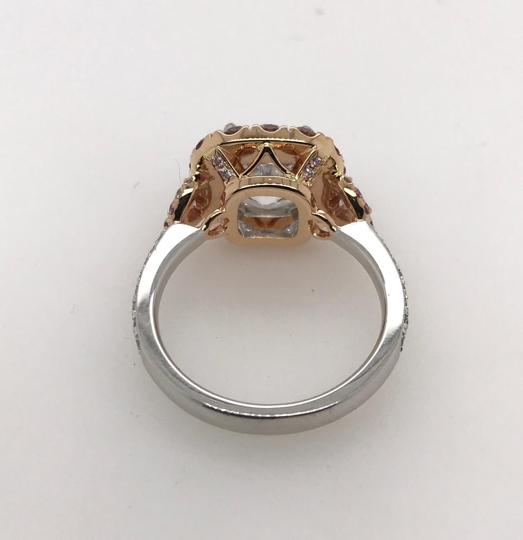 Modern GIA Certified 3.51 Carat Diamond Cluster Ring