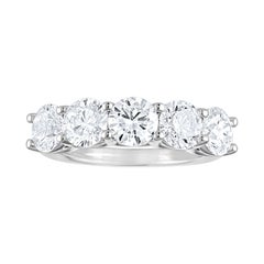 GIA Certified 3.52 Carat Diamond Five-Stone Gold Half Band Ring