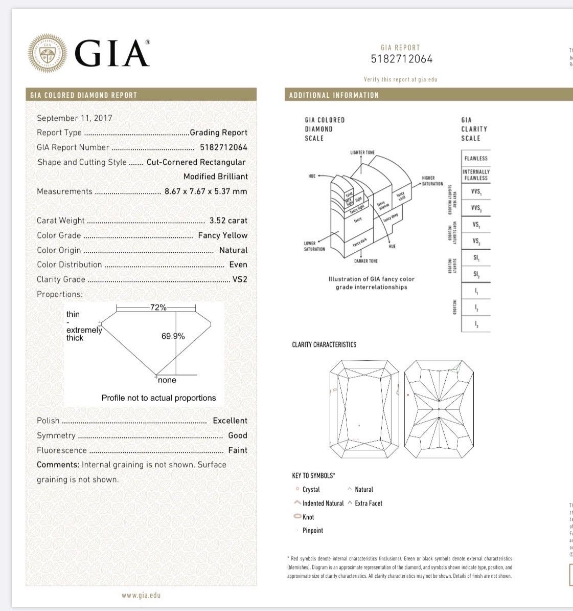 GIA Certified 3.52 Carat Yellow Radiant Cut Diamond For Sale 2