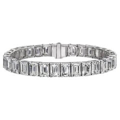 GIA Certified 35.20 Carat HIJ Color Emerald Cut Diamond Tennis Bracelet