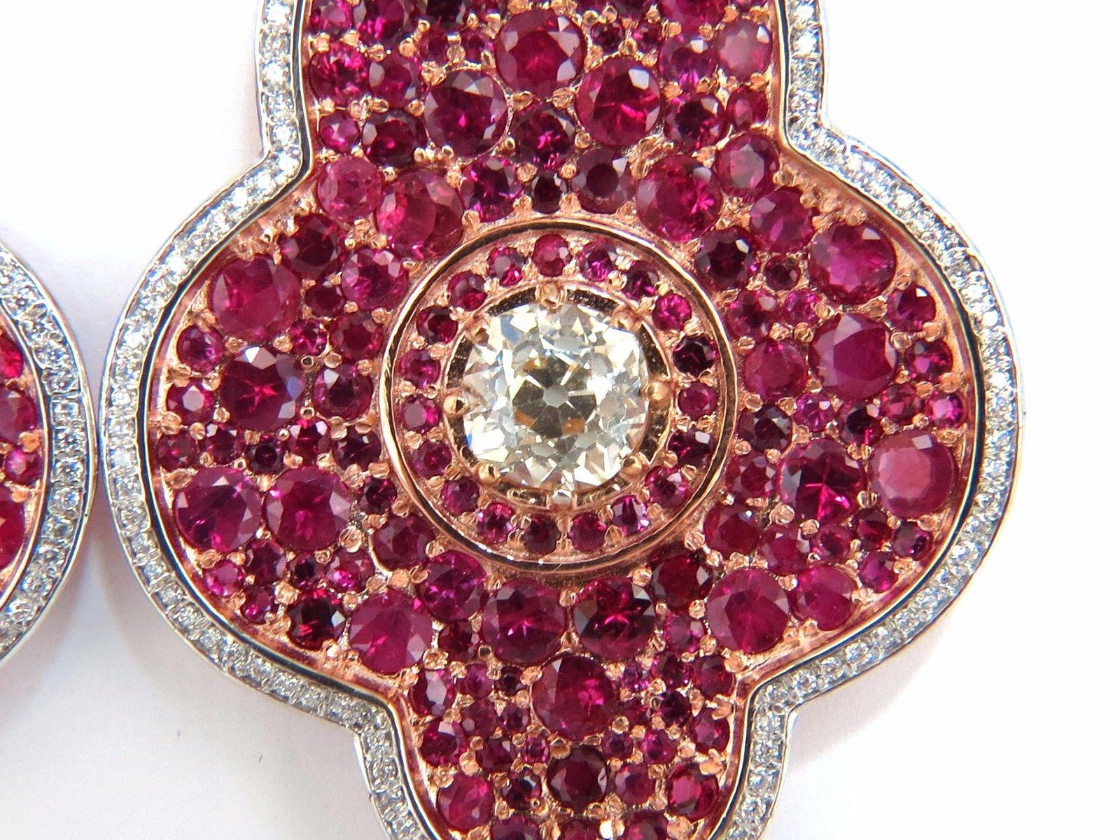 Women's GIA Certified 35.27ct Natural Ruby Diamonds Dangle earrings 18kt Posh Priemeir For Sale