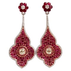 GIA Certified 35.27ct Natural Ruby Diamonds Dangle earrings 18kt Posh Priemeir*