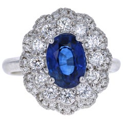 Bague en or blanc 18 carats avec saphir bleu de 3,53 carats et diamants certifiés GIA