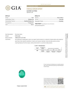 GIA Certified 3.53 Carat Colombian Emerald and Diamond Platinum Ring