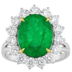 Anello di fidanzamento con diamante rotondo taglio brillante certificato GIA da 5 carati in platino 3X