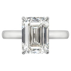 GIA Certified 3.53 Carats Emerald Cut Diamond Solitaire Engagement Ring