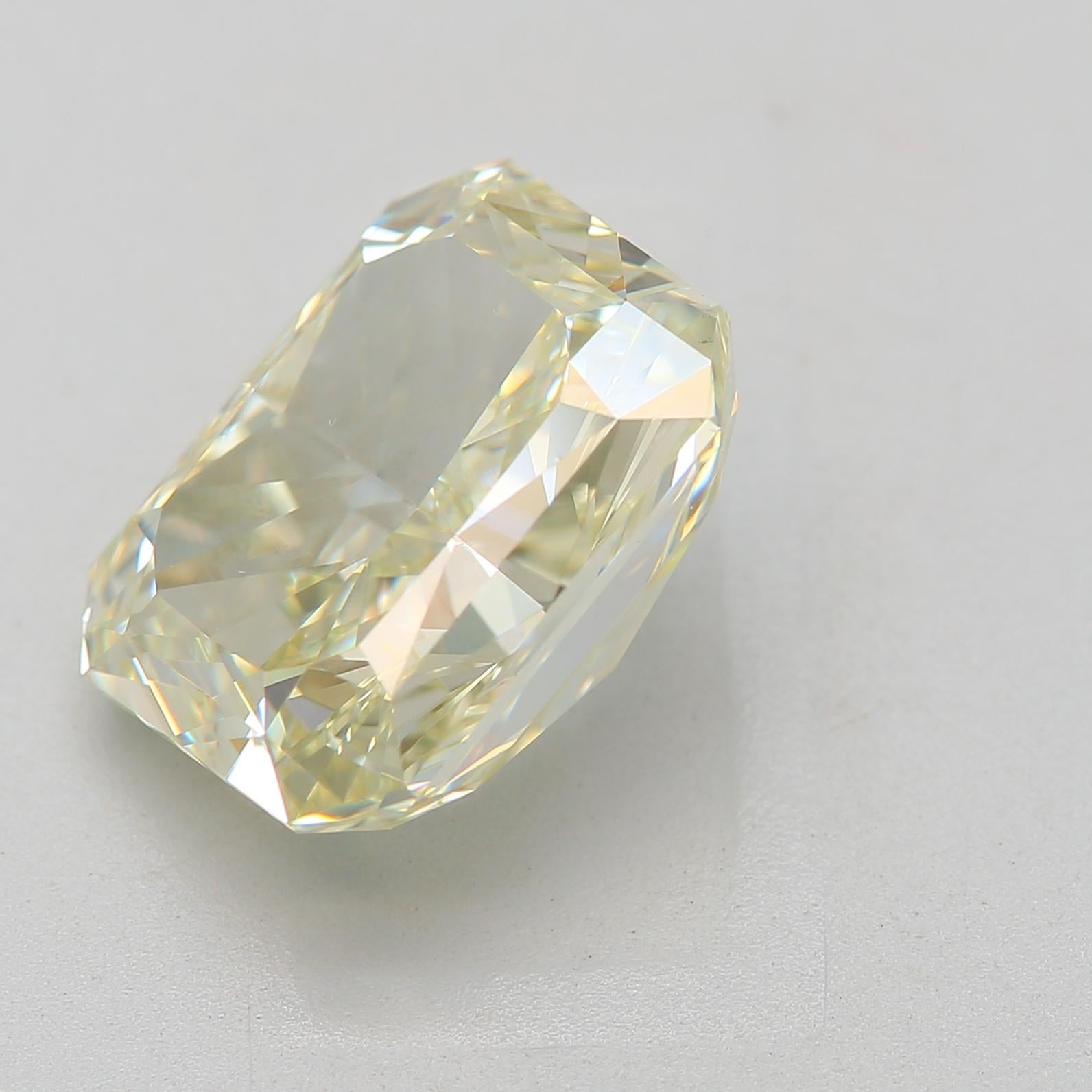 Radiant Cut GIA Certified 3.53 Carat Fancy Light Greenish Yellow VS2 Clarity Diamond For Sale