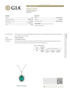 Enchère - Pendentif en émeraude ovale et diamants de 3,53 carats certifiés GIA