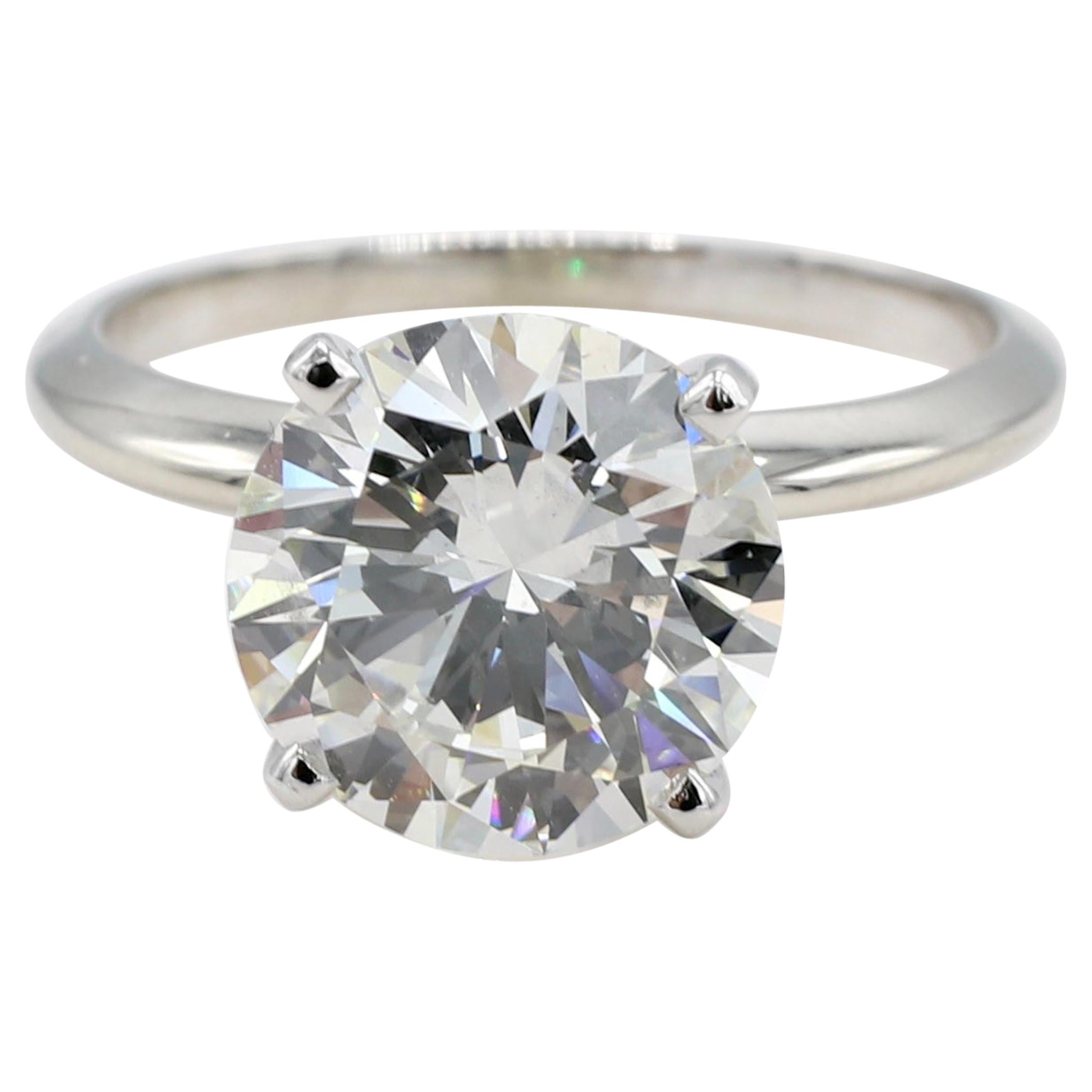 GIA Certified 3.53 Carat Round Brilliant J SI2 Platinum Diamond Engagement Ring