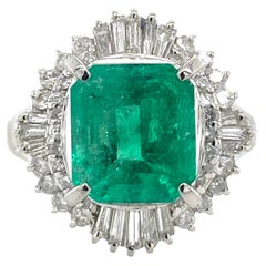 GIA Certified 3.53ct Colombian Emerald & 0.95 Diamond Platinum Ring