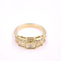 GIA Certified 3.54 Carat Asscher Cut Yellow Diamond Band in 18 Karat Yellow Gold