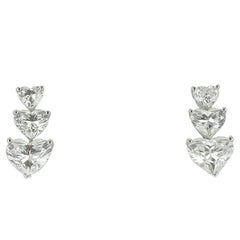 GIA Certified 3.54 Carat Heart Diamond Earrings 18 Karat White Gold Drop Earring