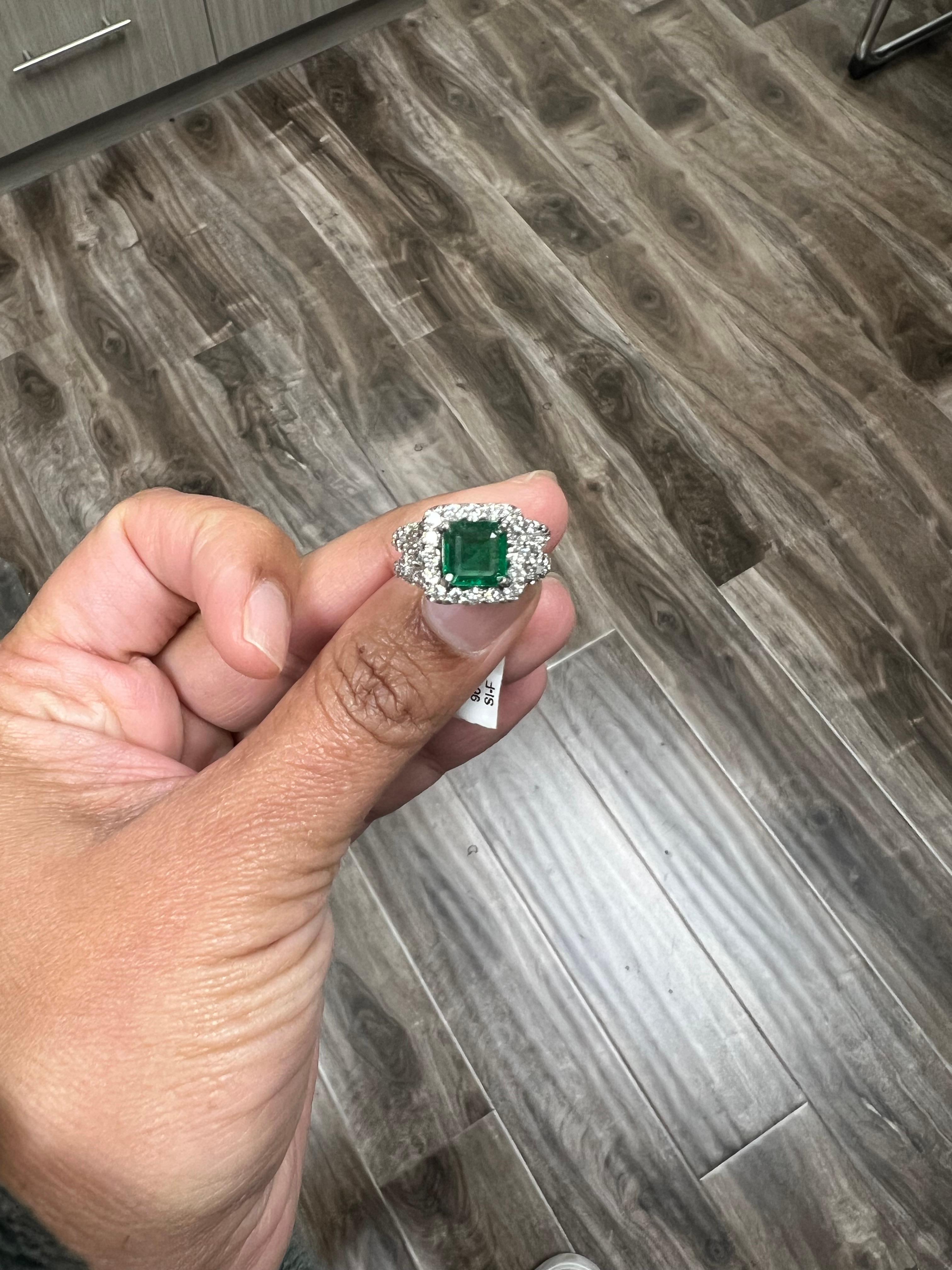 GIA Certified 3.54 Carat Emerald Diamond 14 Karat White Gold Engagement Ring For Sale 4