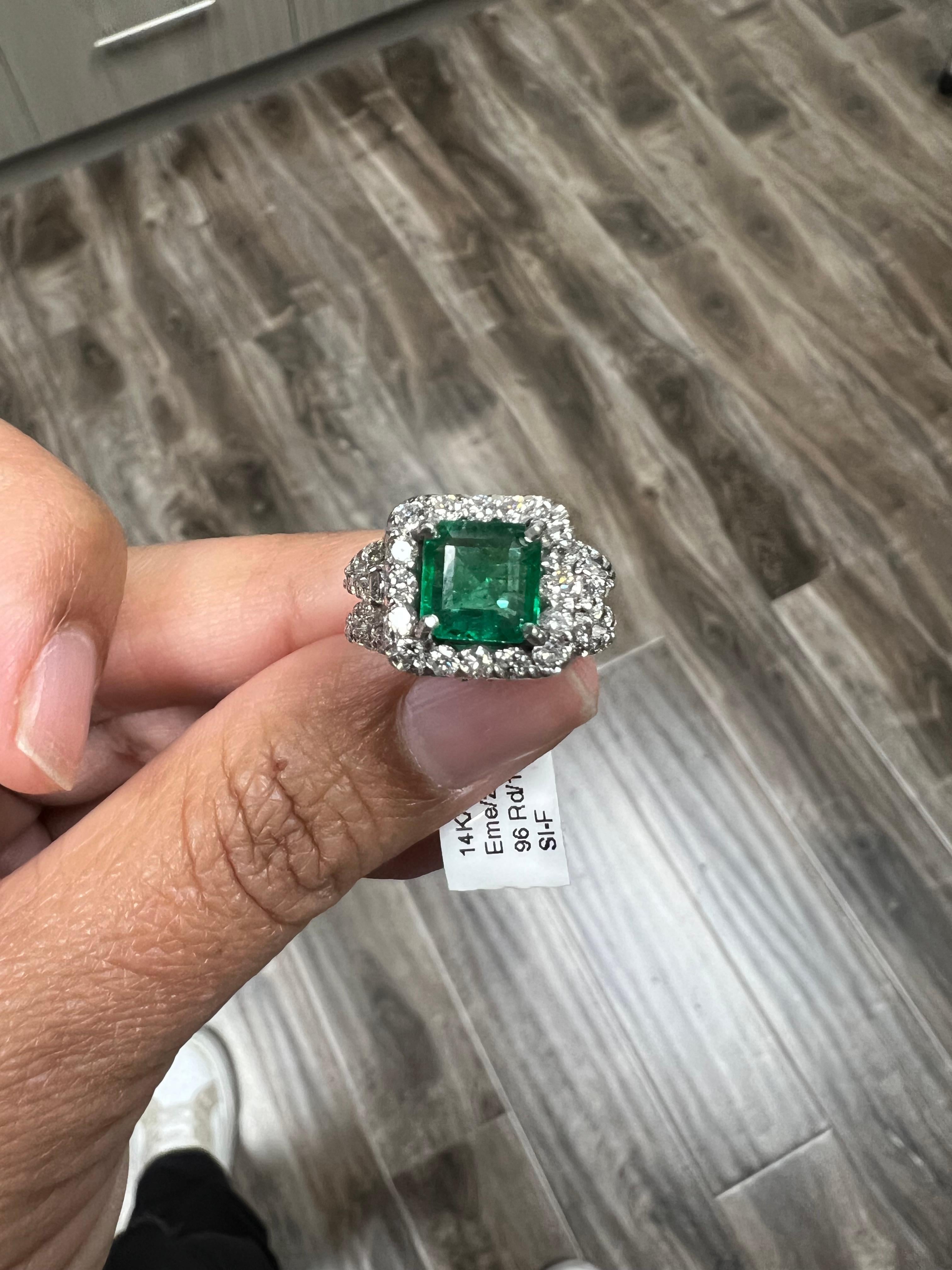 GIA Certified 3.54 Carat Emerald Diamond 14 Karat White Gold Engagement Ring For Sale 5