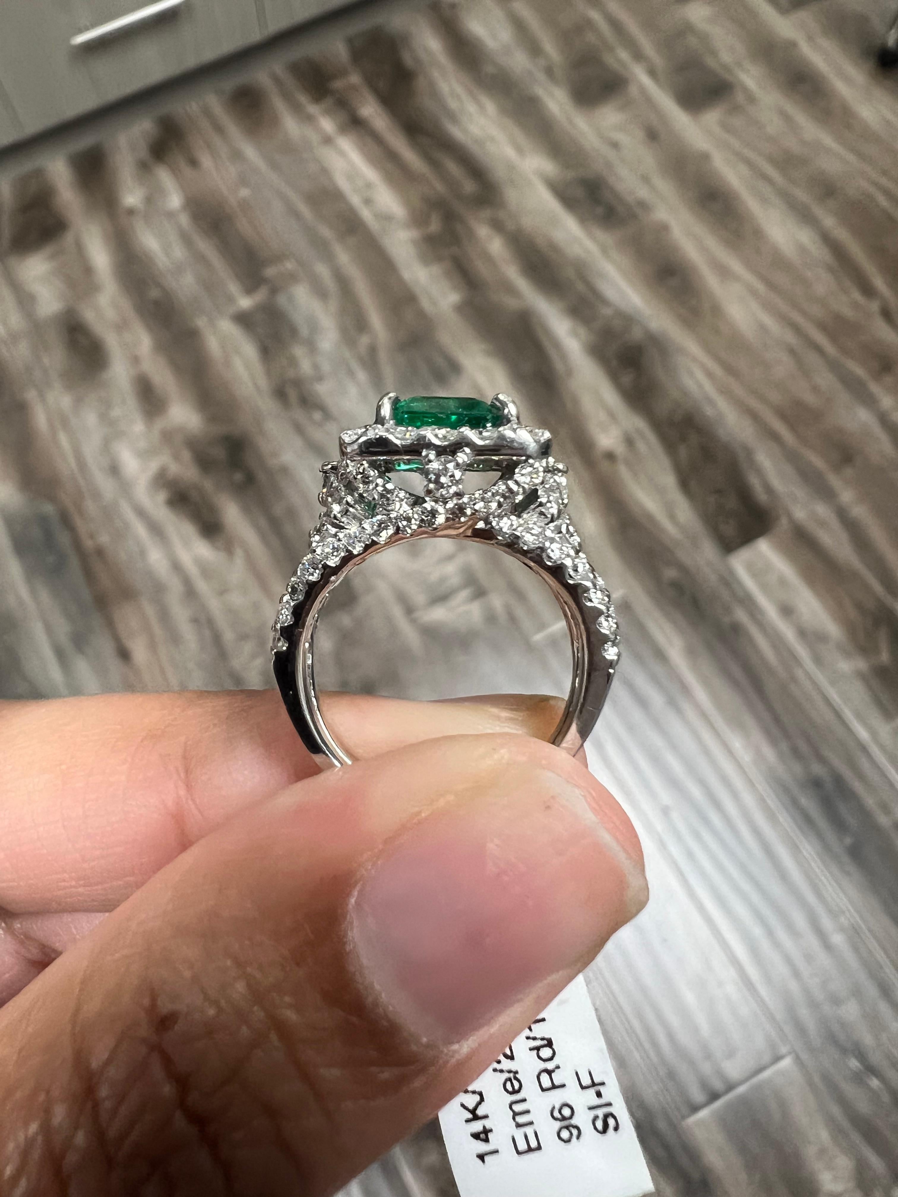 GIA Certified 3.54 Carat Emerald Diamond 14 Karat White Gold Engagement Ring For Sale 3